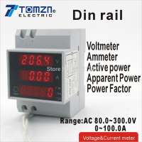 Din rail LED display voltmeter ammeter with active and reactive power and power factor Din-rail range AC 80.0-300.0V 0-100.0A