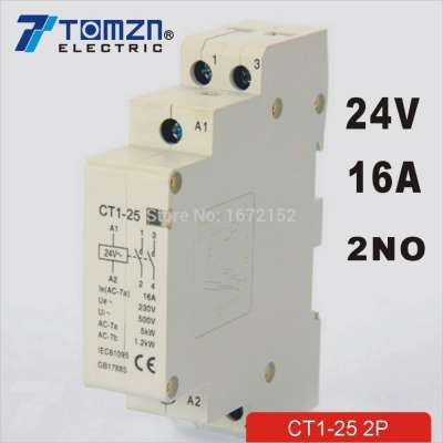 CT1 2P 16A 24V 50/60HZ Din rail Household ac contactor 2NO