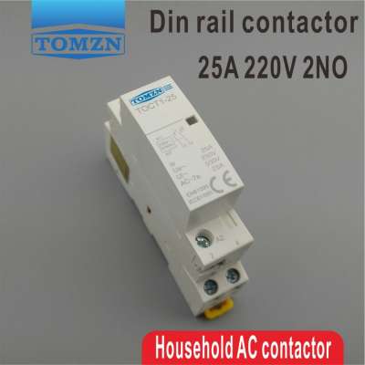 CT1 2P 25A 220V/230V 50/60HZ Din rail Household ac contactor 2NO