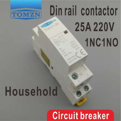 TOCT1 2P 25A 1NC 1NO 230V 50/60HZ Din rail Household ac contactor one normal open and one normal close